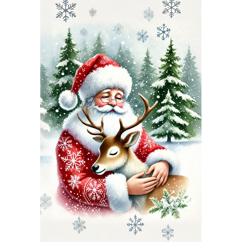 «Santa's Gentle Embrace», reproduction d'art sur toile tendue, H 24 po x l 16 po x P 1,5 po