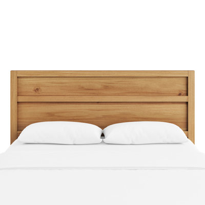Tête de lit contemporaine Queen en bois, détails à lattes horizontales, séchée au four pour plus de stabilité, coloris brun moyen