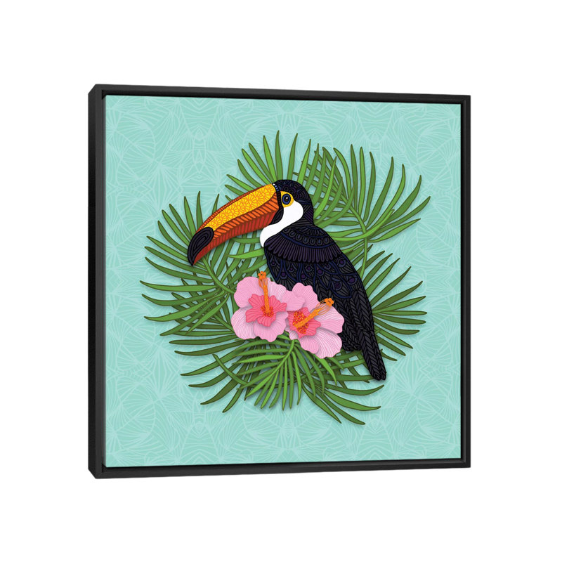 «Toucan Summer» par Angelika Parker, impression, Toile avec cadre noir, Aucun mat, H 26 po x l 26 po x P 1,5 po