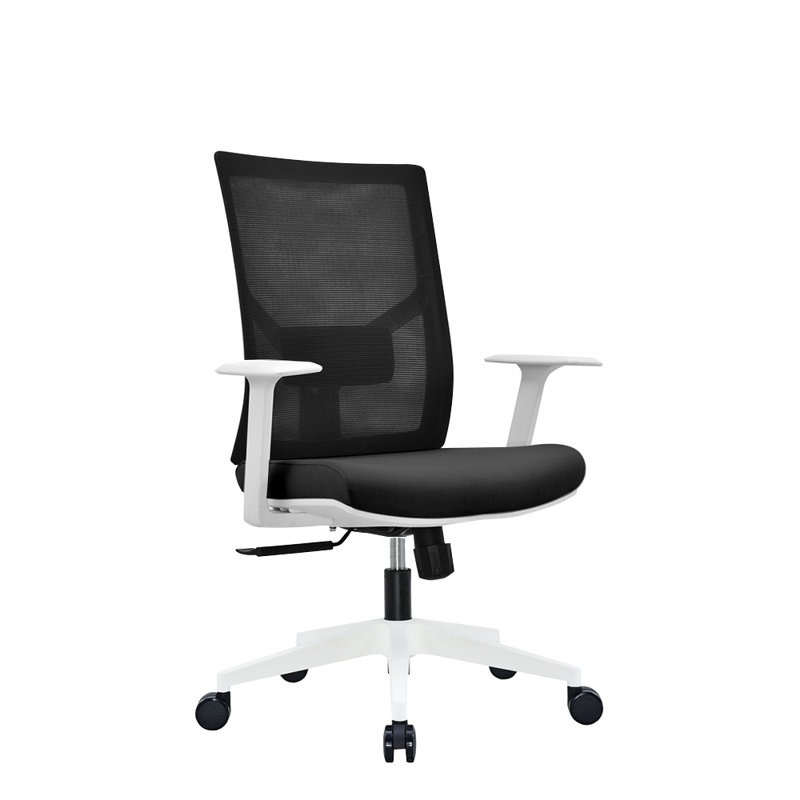 Chaise de bureau ergonomique Marlowe, Noir, Blanc, Pas de repose-tête
