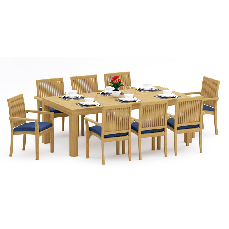 Ensemble de table rectangulaire d'extérieur 9 pièces pour 8 personnes L 86 po Lua