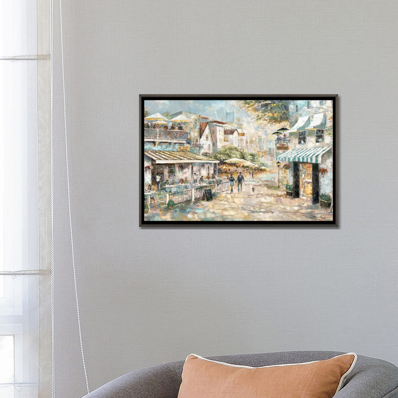 «Beach Happy Place» par Ruane Manning - reproduction d'art, H 18 po x l 26 po x P 1,5 po, Toile blanche encadrée, Aucun mat