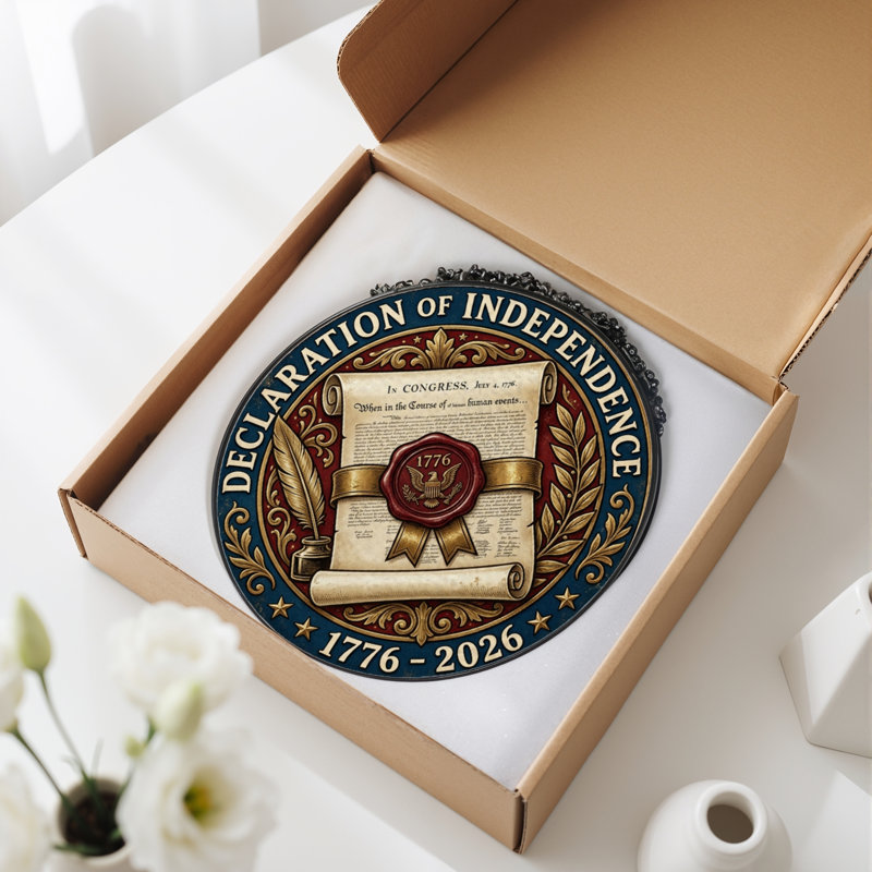 Panneau de fenêtre en verre de déclaration pour la maison 250e anniversaire de la déclaration de déclaration des États-Unis - 7,8 H