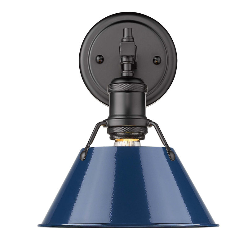 Felda Dimmable Steel Vanity Light, Matte Black, Matte Navy, 1 Lights