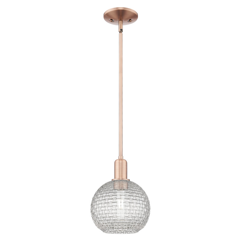 Arcadia - Shackleford - Mini-luminaire suspendu 1 lumière, H 7 po x l 8 po x P 8 po, Cuivre antique