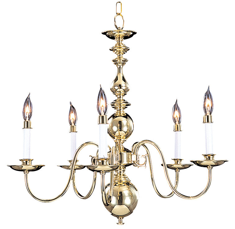 Lustree 5 lumières façon bougie/classique Jovan, 22 po x 24 po, Laiton poli