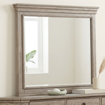 Mordecai Weathered Grey 42 In. W X 38 In. H Transitional Rectangle Wood Framed Mirror
