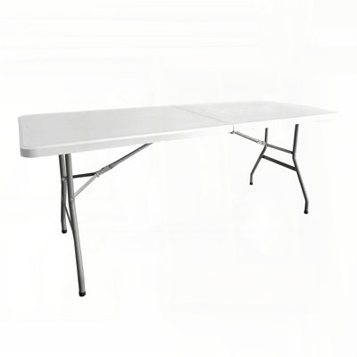 Table pliante 6 pi avec poignée facile à transporter - blanc granit