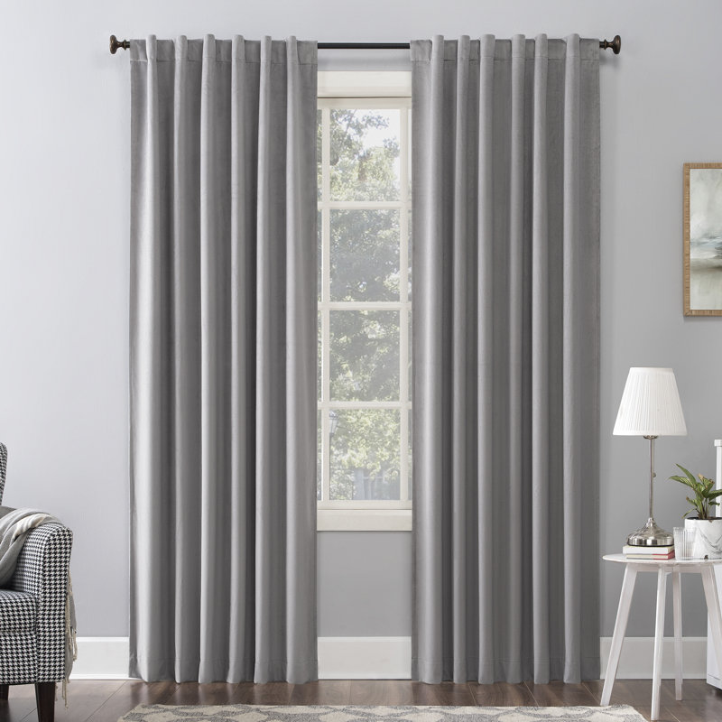 Sun Zero Gray Velvet Thermal Blackout Curtain Panel
