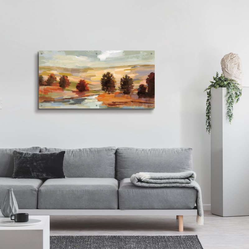  «Fall Country Landscape C» par Silvia Vassileva, art mural en verre acrylique, 48 po x 24 po, H 24 po x l 48 po