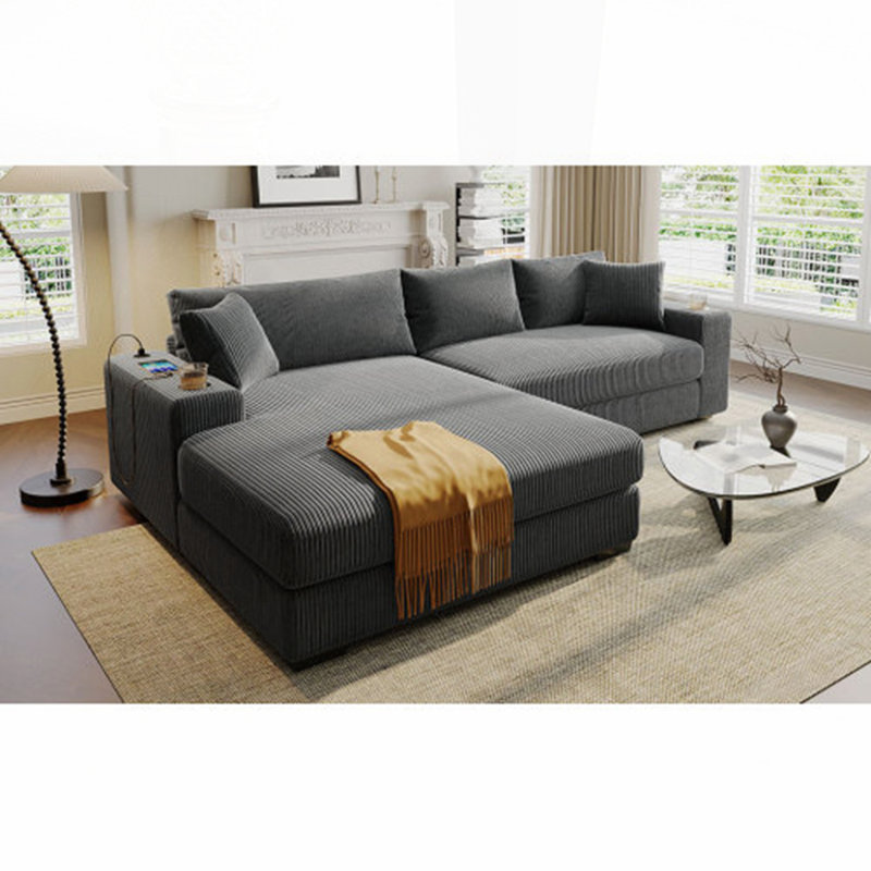 Grand canapé modulaire avec coussins épais Mirod, Gris