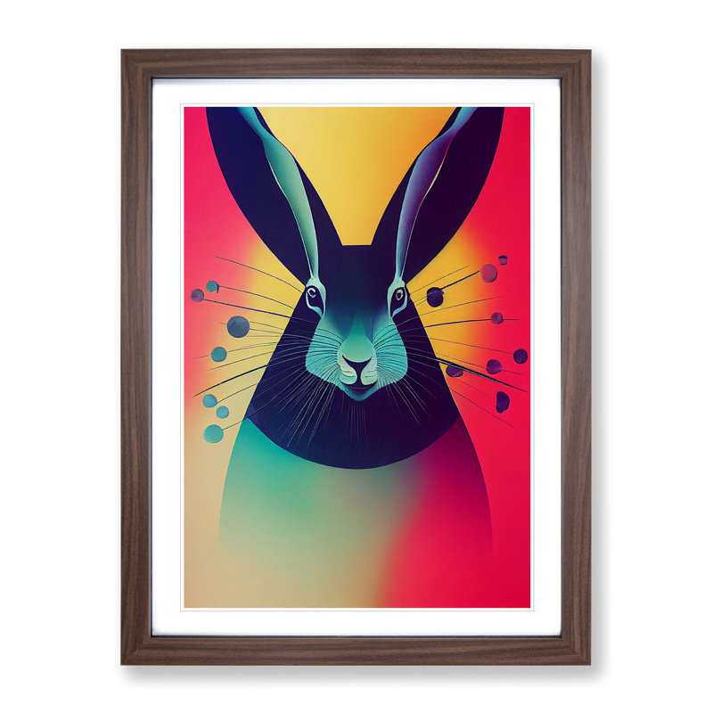 Vivid Hare Abstract - Single Picture Frame Print, Walnut Framed, 64cm H x 46cm W x 2cm D
