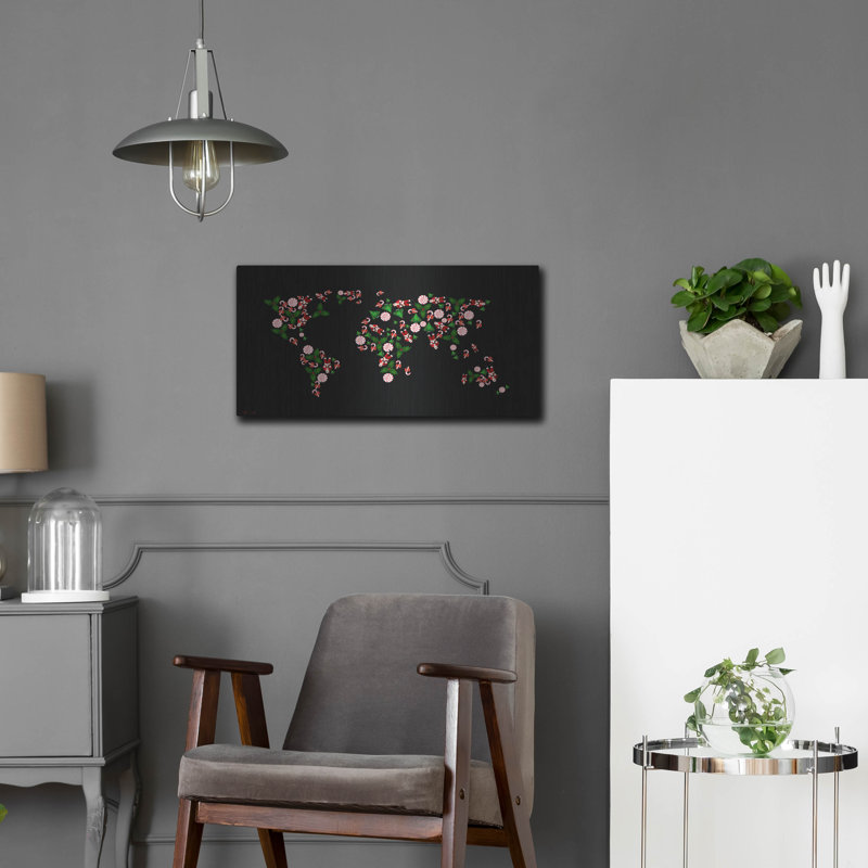 Winston Porter «Christmas Map» par Mark Ashkenazi, art mural en métal, H 12 po x l 24 po
