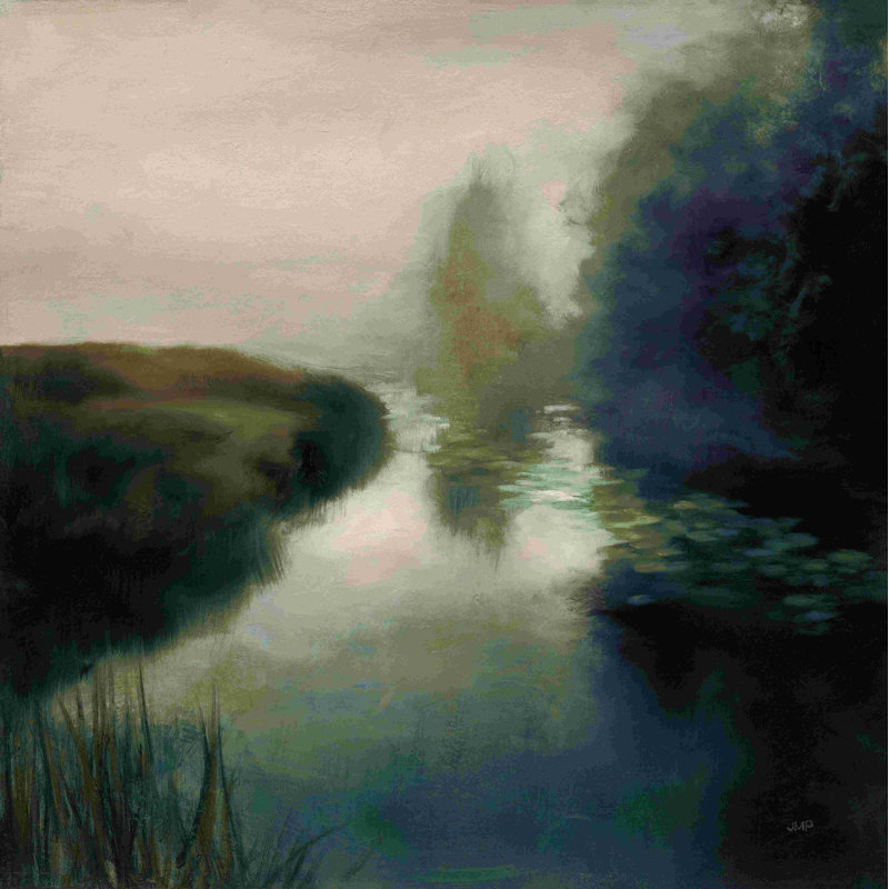 «Twilight Fog Dark» par Julia Purinton - peinture sur toile tendue, H 36 po x l 36 po