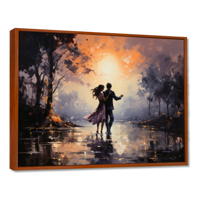 Romantic Couple Landscape Dancing In Park II - Romantic Landscape Wall Art