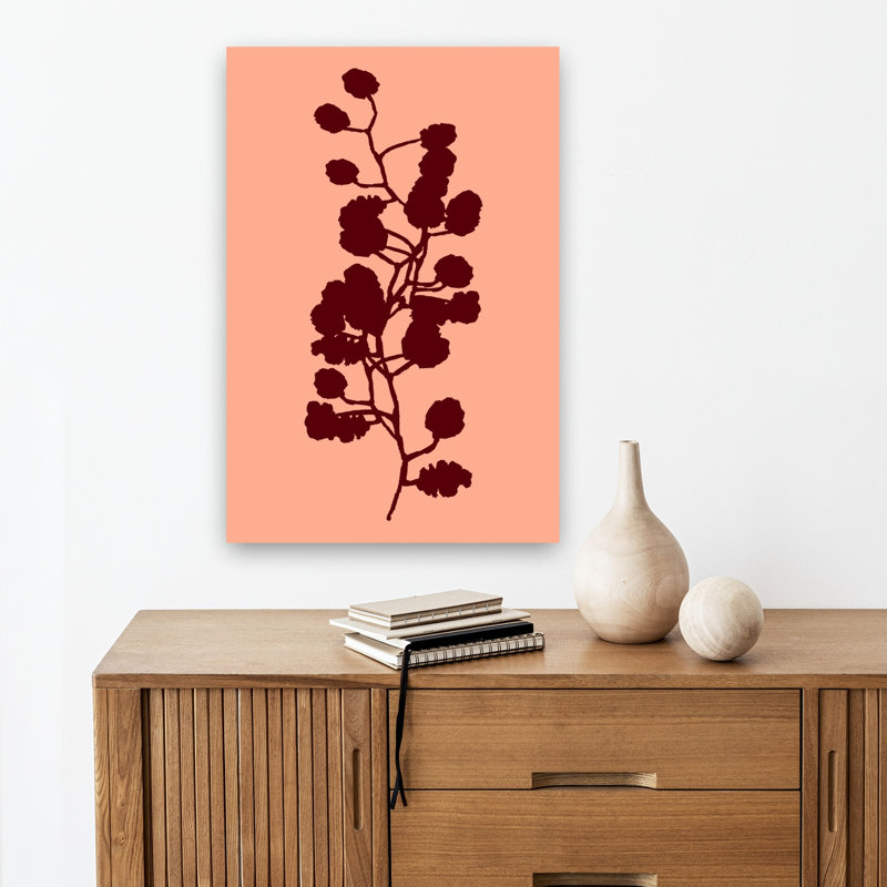 «Peach Botanical Silhouette Abstract Elegant Minimalist Nature Plant», reproduction d'art murale, H 18 po x l 12 po