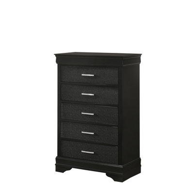 Mobilier de chambre à coucher à 5 tiroirs avec commode haute moderne en bois massif à texture de crocodile en bois