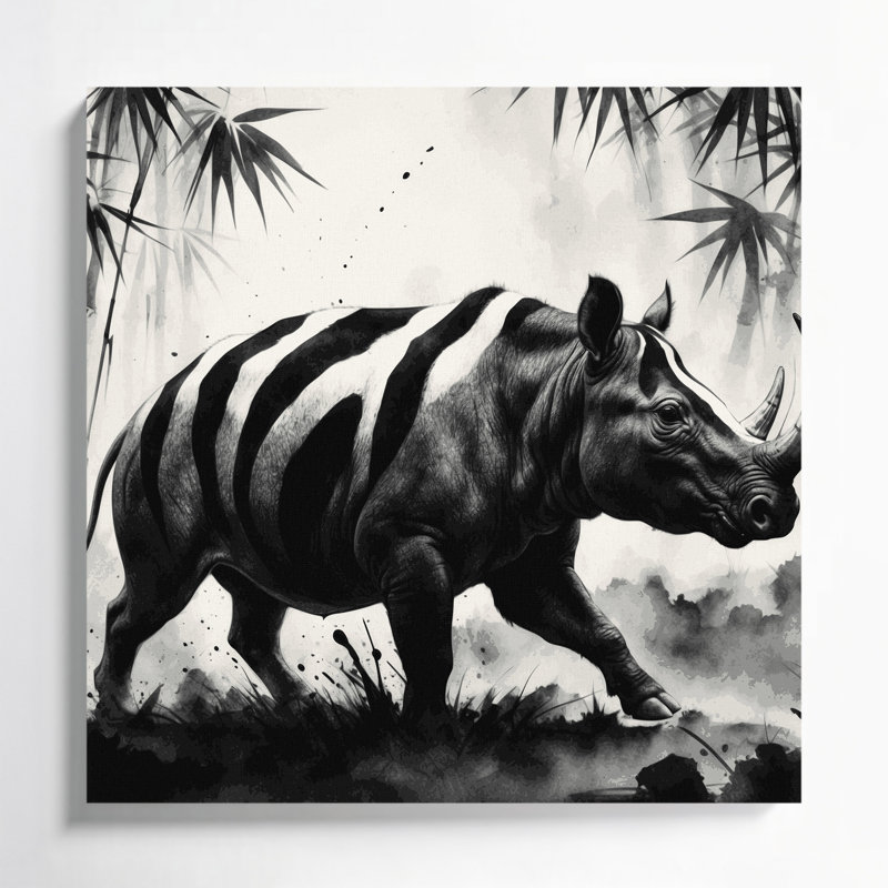 Faune, Tapir gris, art mural sur toile, H 12 po x l 12 po