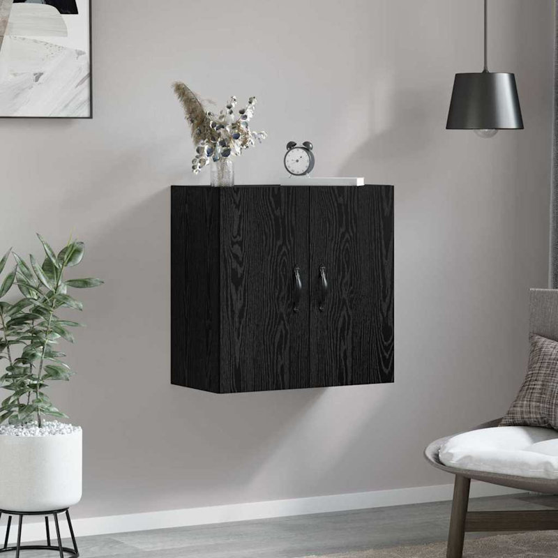 vidaXL Wall-Mounted Cabinet Wall-mounted Engineered Wood Storage Modern, Black Oak