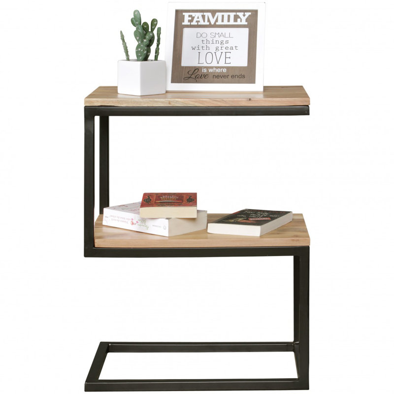 Iva Floor Shelf End Table, Acacia
