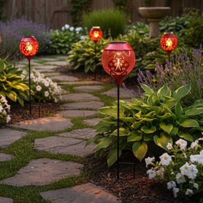 Led Path Light Metal Solar Power Stake Lady Bug