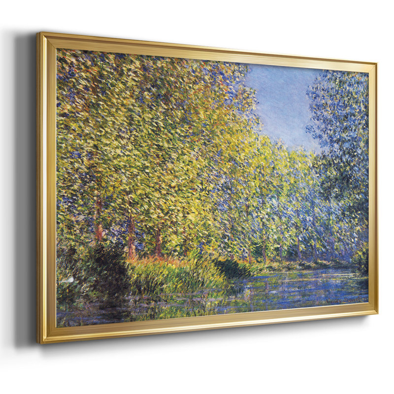 «A Bend in the Epte Giverny» par Monet, toile tendue avec châssis, H 26 po x l 38 po x P 1,5 po, Or