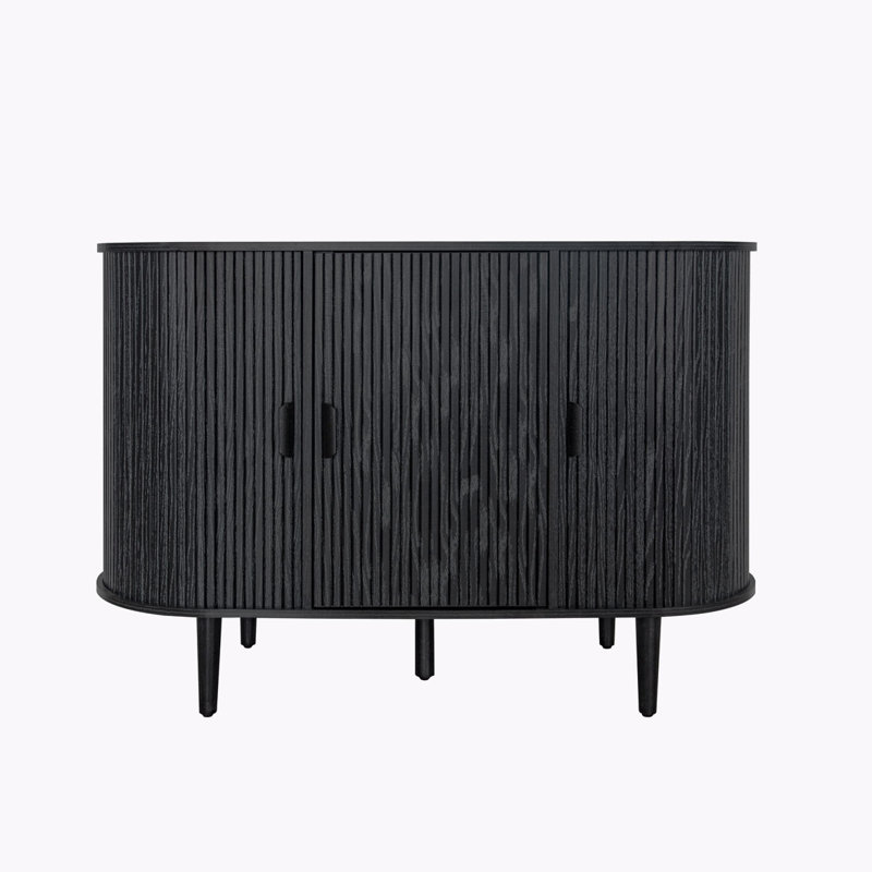 Armoire de rangement 3 portes avec tablette réglable, rangement pour meuble télé, Noir