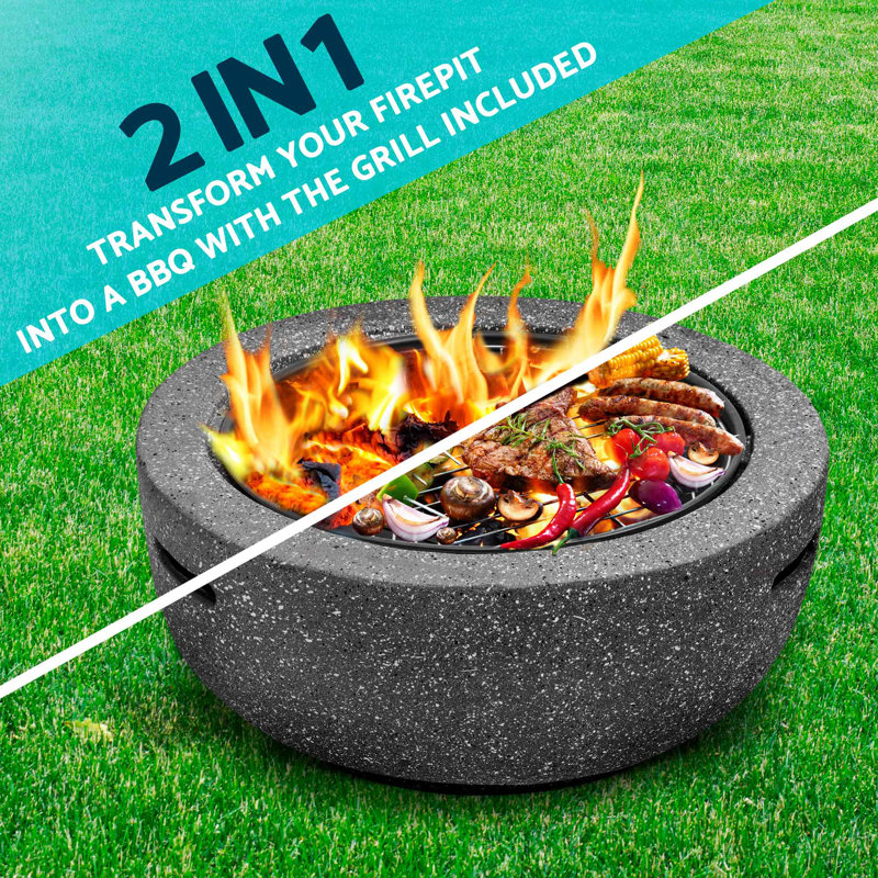 Annaly Round Wood Burning Smokeless Fire Pit, Dark Grey 