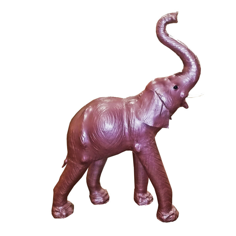Éléphant en cuir Hillenbrand, H 12 po x l 12 po x P 4 po, Prune, Papier mâché