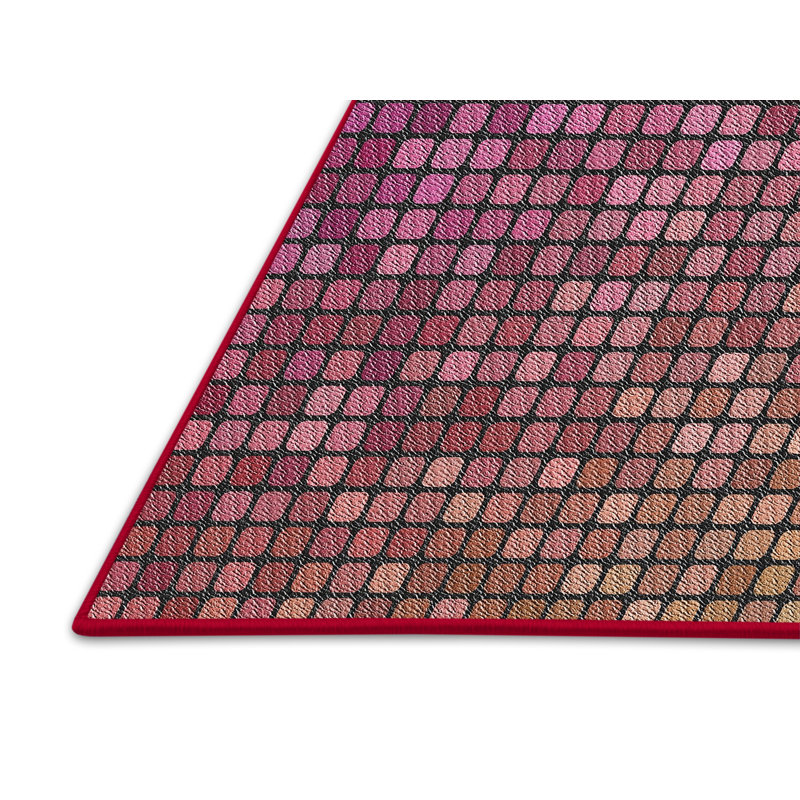 Tapis décoratif géométrique jaune/mauve Rhem, Rectangle 2 pi x 4 pi