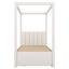 Lit plateforme simple avec tissu d'ameublement beige, auvent et lit gigogne-591972709