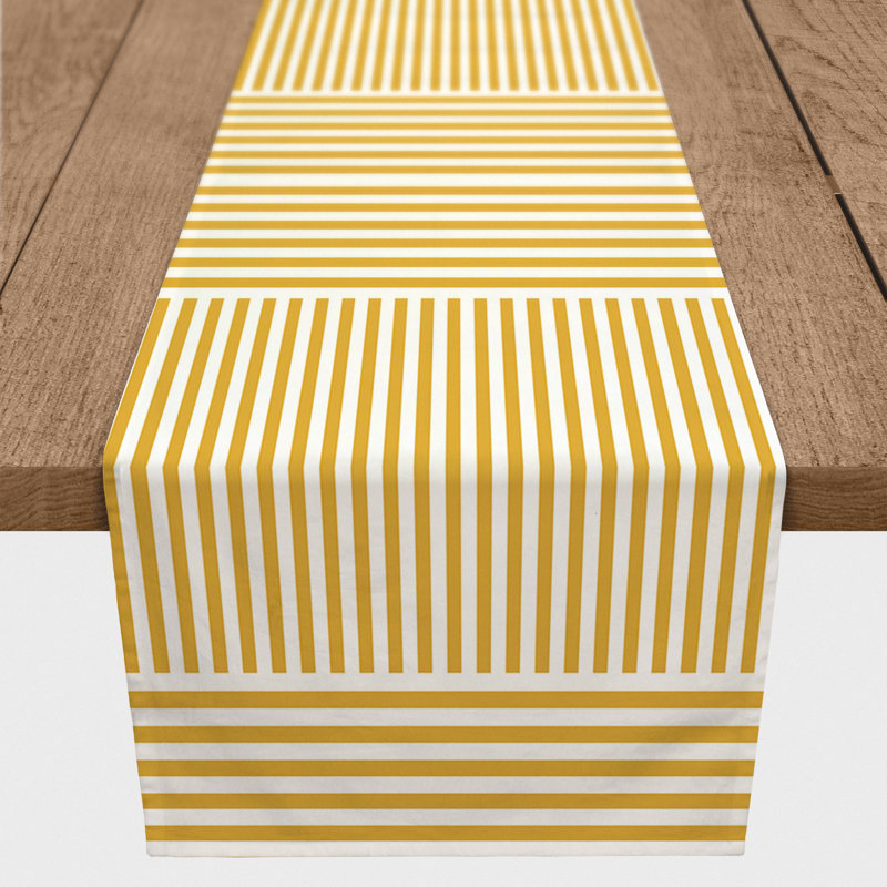 Ardenti Striped Table Runner, 72" x 16", Yellow