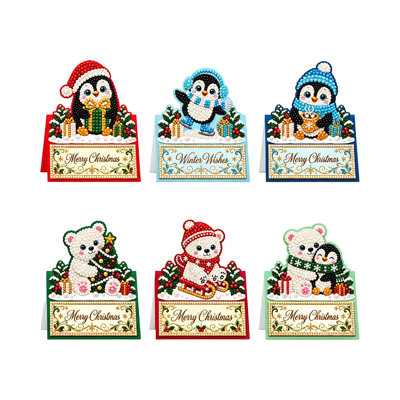 DIY Christmas Handmade Greeting Card 6-Piece Set – Pearl Art Craft Kit for Holiday Greetings, 10.2 Oz (Multicolor)