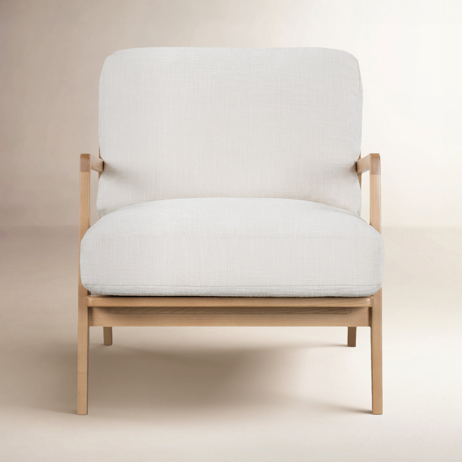 Carmelo Upholstered Armchair, Cream Linen Blend