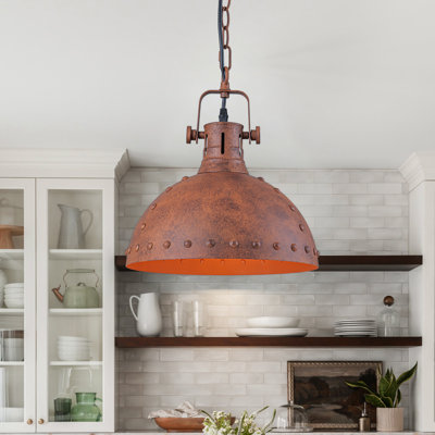 1-light Farmhouse Metal Dome Single Pendant