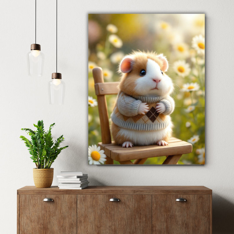 Art mural en verre trempé Hamster, 16" H x 12" W