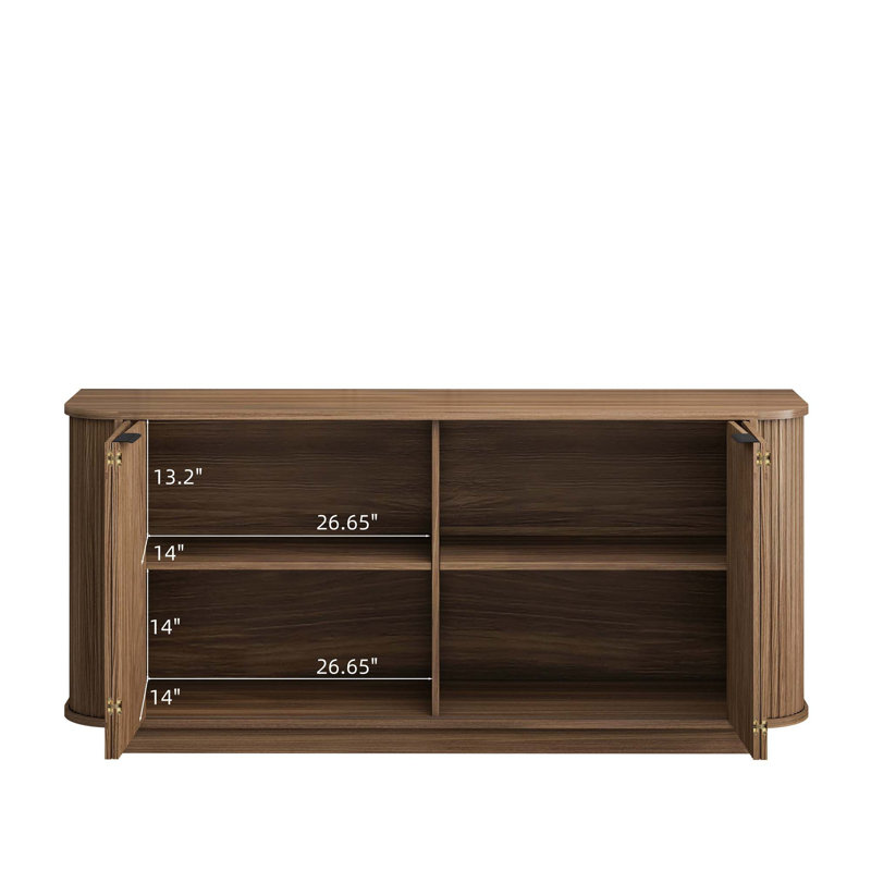 Buffet de rangement ondulé avec portes doubles et tablettes réglables