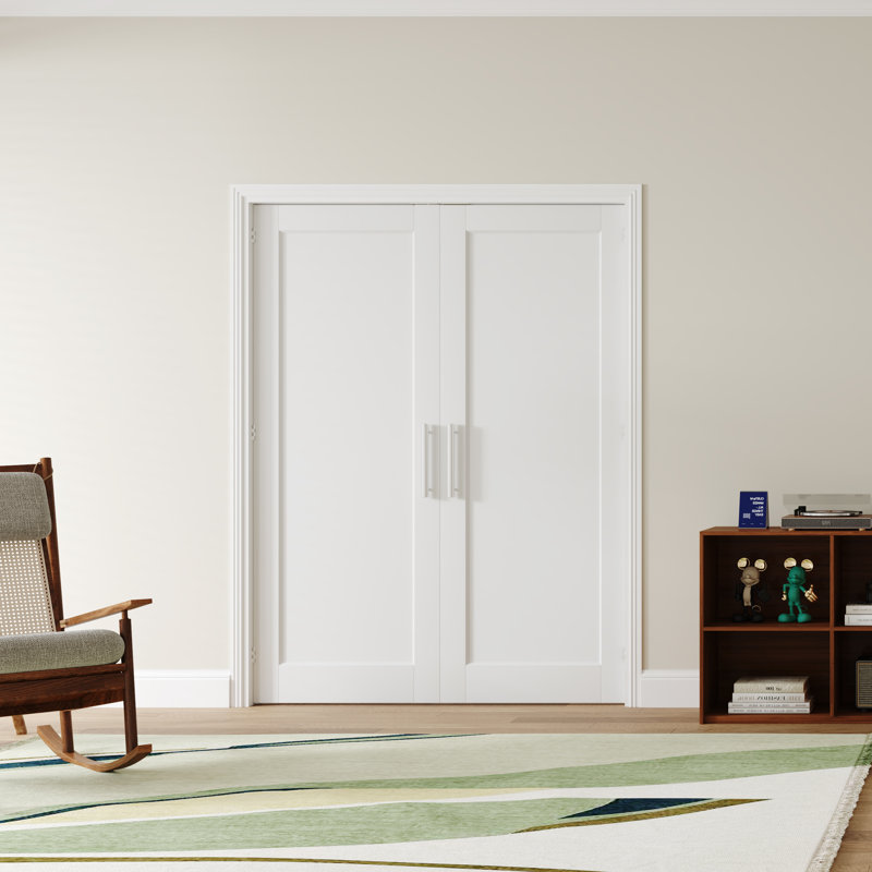 Intérieur de la porte de garde-robe moderne en bois manufacturé avec portes et poignées réglables, 64 po x 80 po