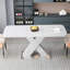 Table de salle à manger moderne carrée, extensible, plateau de table blanc + pied de table en MDF en X avec base en métal-1682143079-1682143084