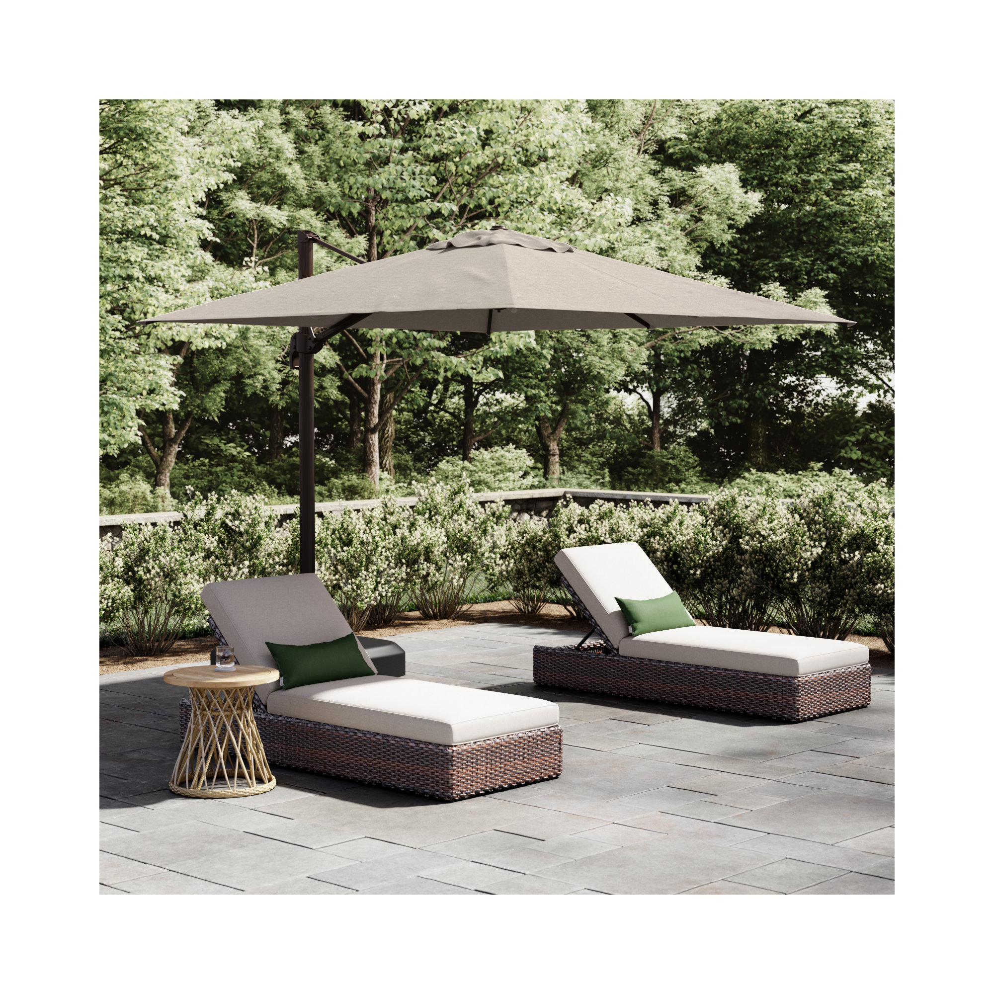 Tredyn 120'' Sunbrella® Cantilever Outdoor Umbrella, Canvas Flax Sunbrella® Canvas