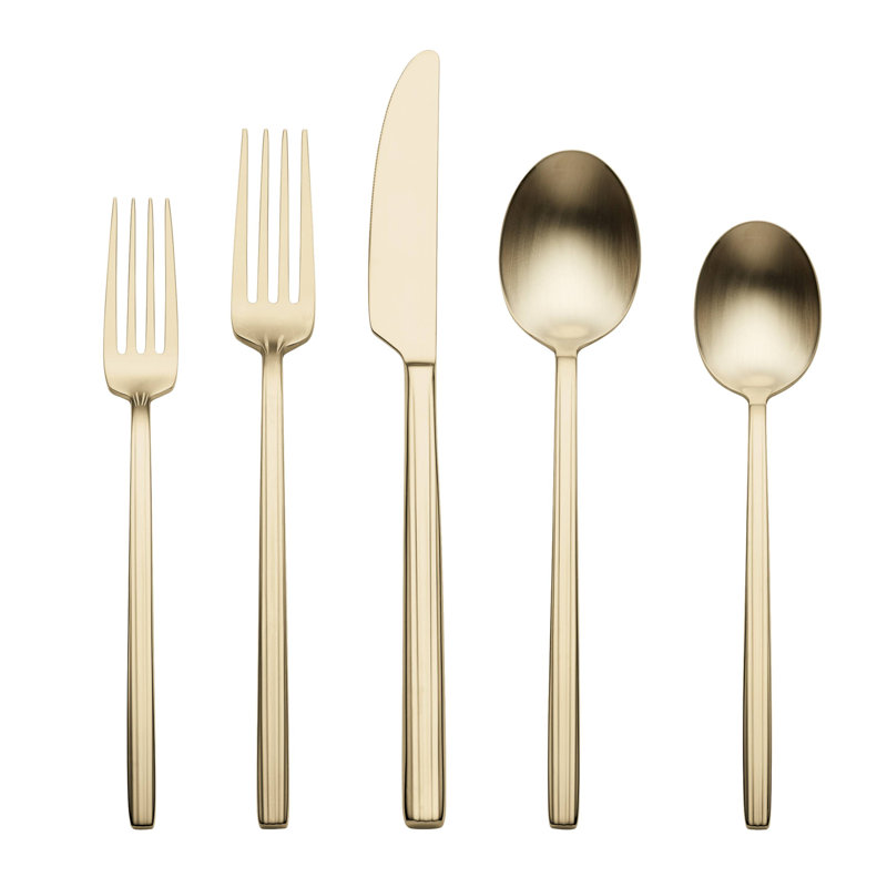 Oneida Dean Satin Champagne 20 Piece Flatware Set, Gold
