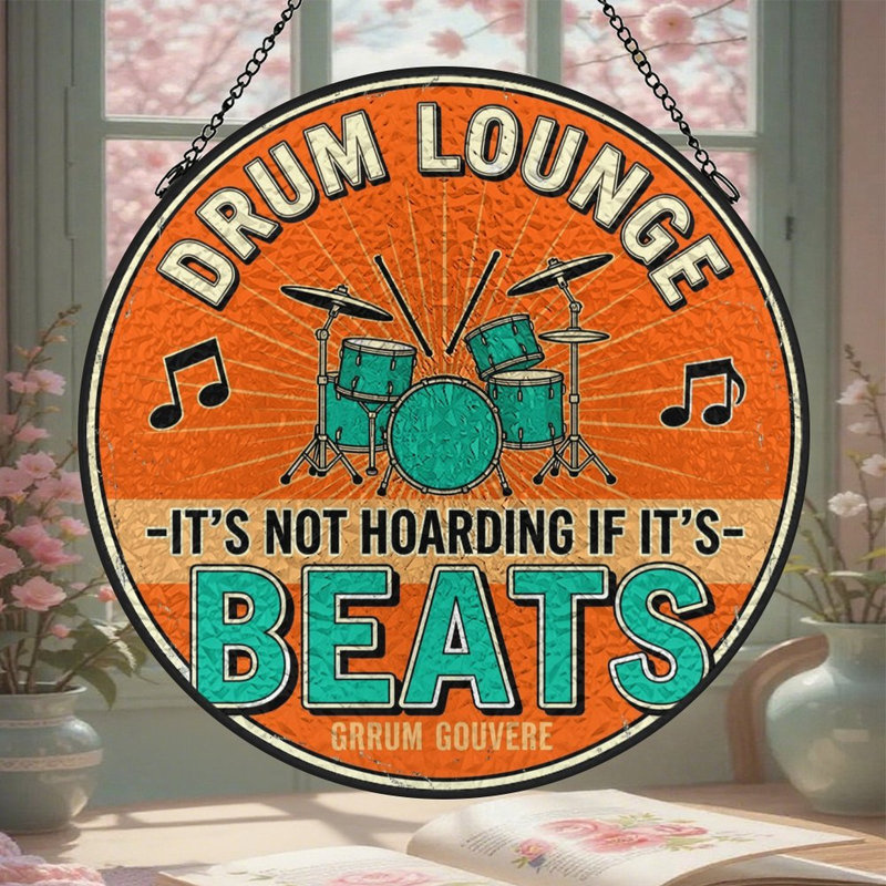 Panneau de vitrail Drum-Lounge, 11,8 x 11,8 po (30 x 30 cm)