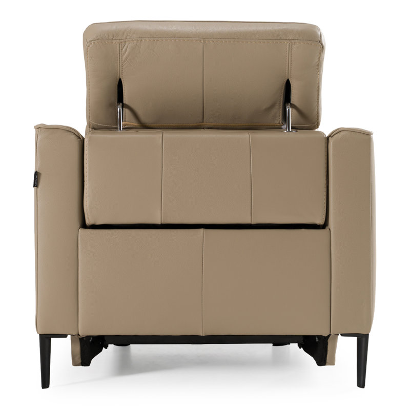 Fauteuil inclinable électrique en cuir Anisia, Taupe