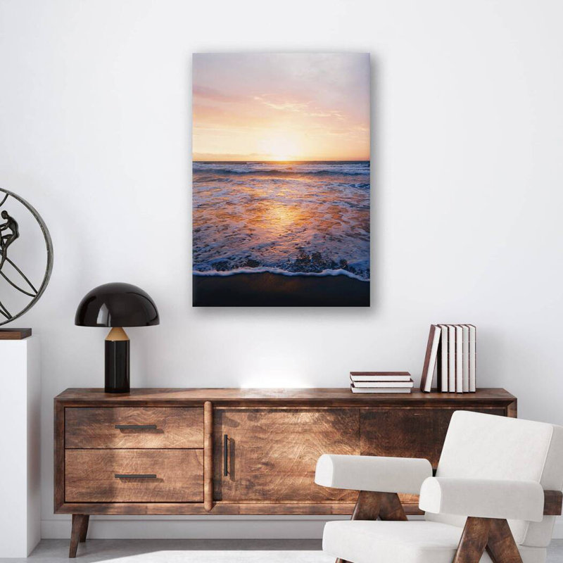 Reproduction d'art plage coucher de soleil - océan coucher de soleil sur toile - paysage côtier, affiche sur toile - soirée ciel bord de mer - décor de plage tropicale - voyage mural