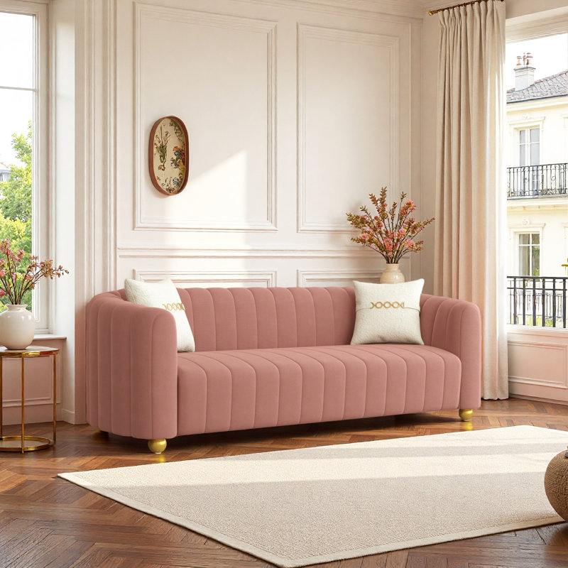 Upholstered 83.46'' Sofa, Pink
