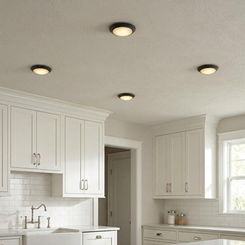 Mahdeen Acrylic LED Flush Mount in Black, Black