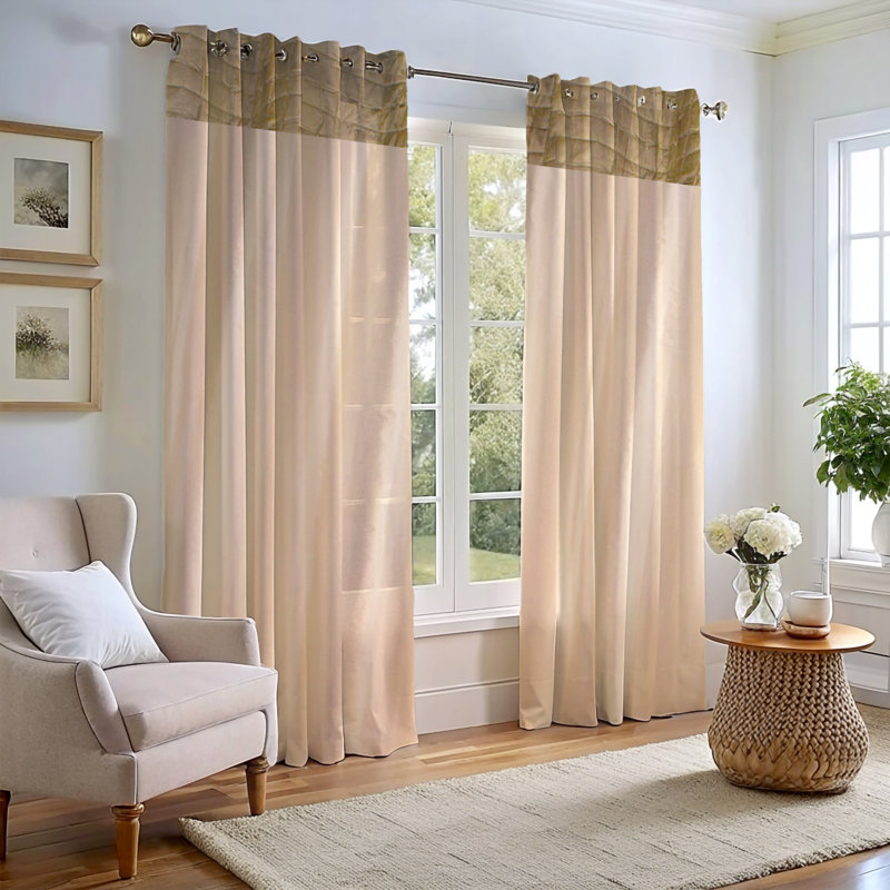 Rideau obscurcissant avec œillets Dupioni, Beige / café, L 51 po x L 84 po