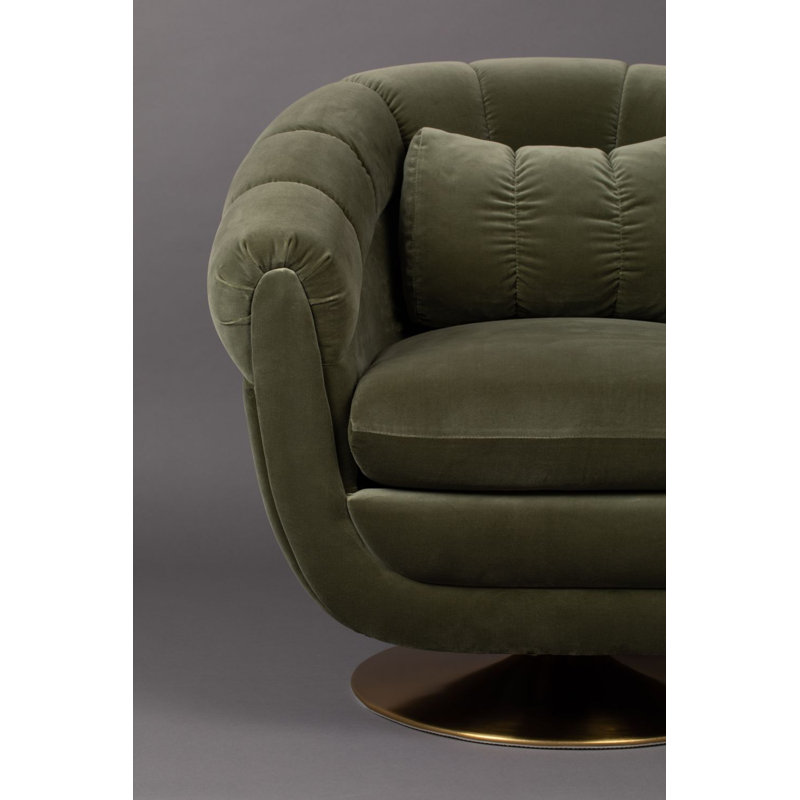 Member Swivel Lounge Chair, Green Cotton Blend
