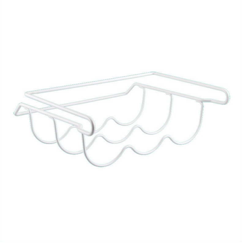 Wine bottle rack metal baked varnish hanging under shelf refrigerator three bottles White colour