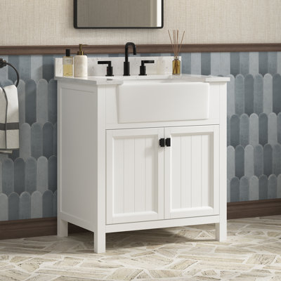 Meuble-lavabo autoportant avec comptoir en pierre artificielle